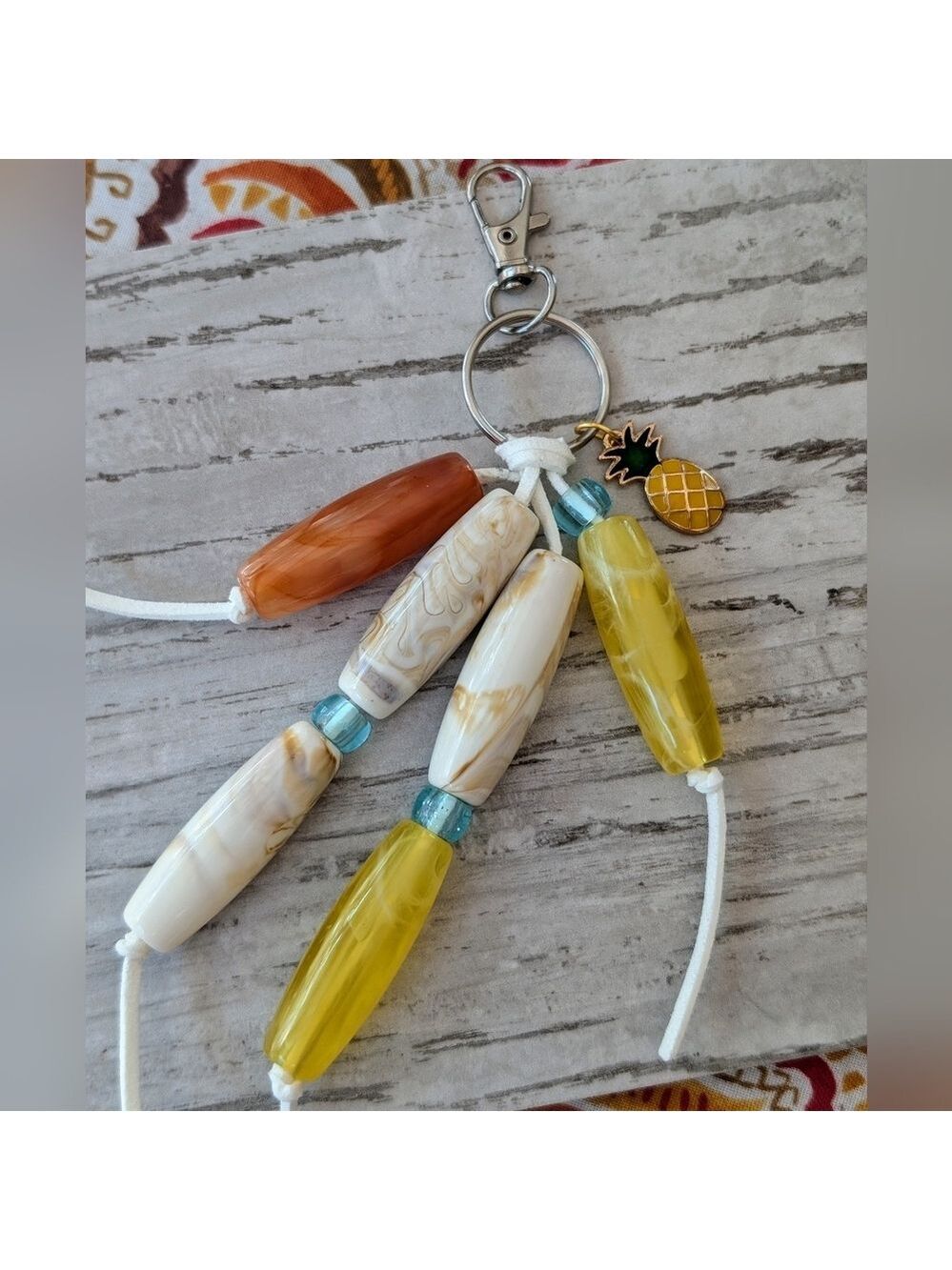 Colorful Beaded Keychain with Pineapple Charm